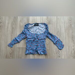Reformation Blue flowery square neck top
